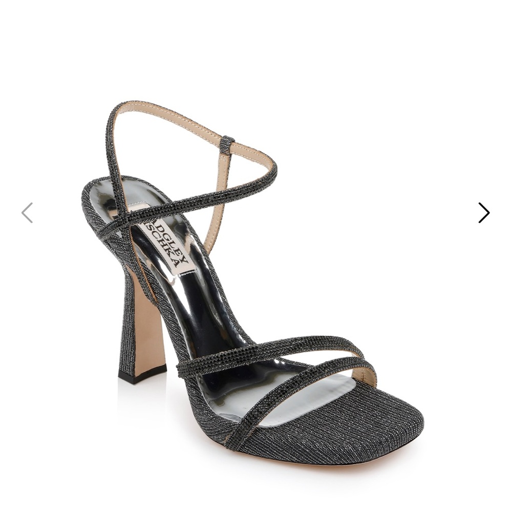 Badgley Mischka Glittery Black Strappy Heels